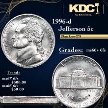 1996-d Jefferson Nickel 5c Grades GEM++ 6fs