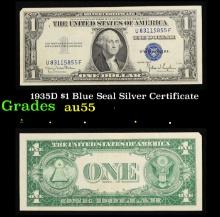 1935D $1 Blue Seal Silver Certificate Grades Choice AU
