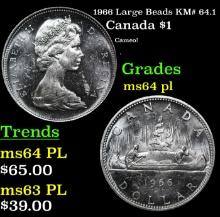 1966 Large Beads Canada Dollar KM# 64.1 1 Grades Choice Unc PL