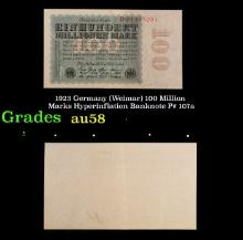 1923 Germany (Weimar) 100 Million Marks Hyperinflation Banknote P# 107a Grades Choice AU/BU Slider
