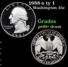 Proof 1988-s ty 1 Washington Quarter 25c Grades GEM++ Proof Deep Cameo