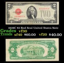 1928C $2 Red Seal United States Note Grades vf++