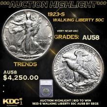 ***Auction Highlight*** 1923-s Walking Liberty Half Dollar 50c Graded au58 By SEGS (fc)