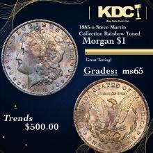 1885-o Morgan Dollar Steve Martin Collection Rainbow Toned $1 Grades GEM Unc