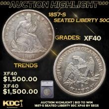 ***Auction Highlight*** 1857-s Seated Half Dollar 50c Graded xf40 By SEGS (fc)