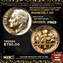 Proof ***Auction Highlight*** 1951 Roosevelt Dime Steve Martin Collection Colorfully Toned TOP POP!