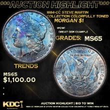 ***Auction Highlight*** 1884-cc Morgan Dollar Steve Martin Collection Colorfully Toned $1 Graded GEM