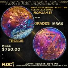 ***Auction Highlight*** 1882-s Morgan Dollar Steve Martin Collection Colorfully Toned $1 Graded GEM+