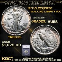 ***Auction Highlight*** 1917-d Reverse Walking Liberty Half Dollar 50c Graded au58 By SEGS (fc)