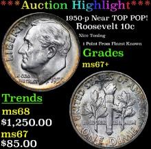 ***Auction Highlight*** 1950-p Roosevelt Dime Near TOP POP! 10c Graded ms67+ BY SEGS (fc)
