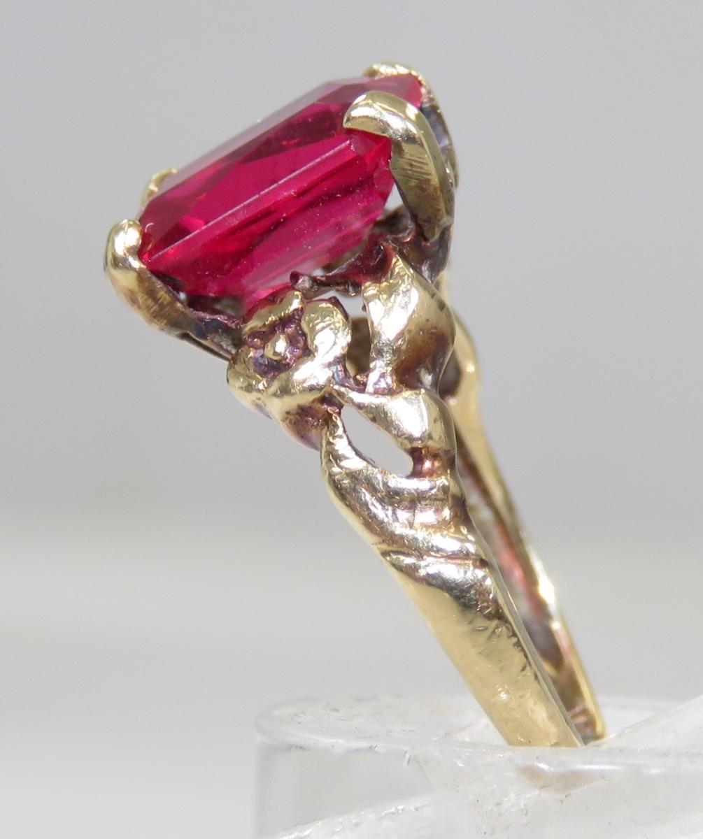 14kt Yellow Gold Emerald Cut Ruby Ring