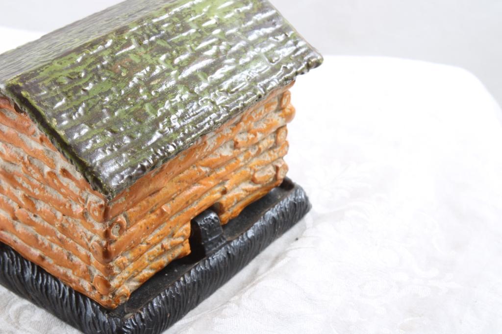 Black Americana Log Cabin Incense Burner