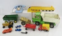 Structo Dump truck, Tonka, Tractor, misc toys
