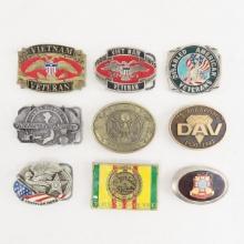 9 Military Veteran Collector Belt Buckles