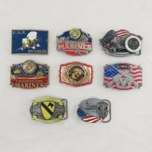 8 Marines, Army, USN Collector Belt Buckles