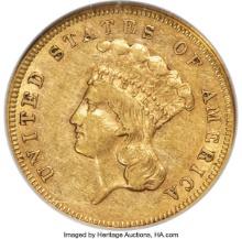 Certified 1856 U.S. $3 princess gold coin