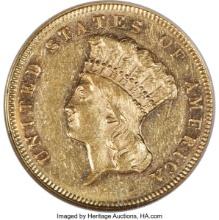 Certified 1870 U.S. $3 princess gold coin