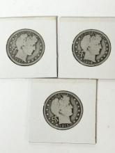 LOT OF BARBER HALF DOLLARS BID ON 1 TIMES 3