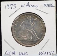 1873 Seated Half Dollar w/Arrows GEM UNC