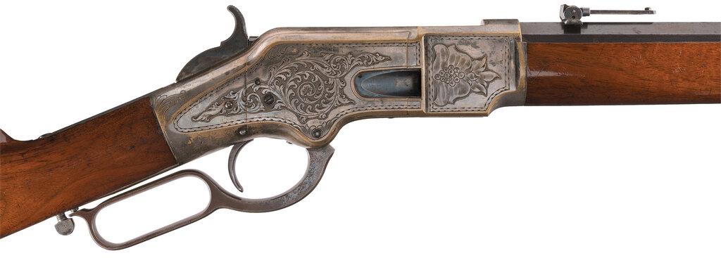 Silver-Plated Factory Engraved Winchester 1866 Rifle