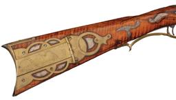 Silver Inlaid and Carved Bedford Percussion Long Rifle