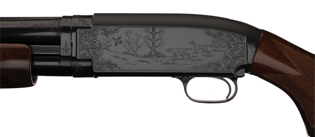 "PM" Signed and Engraved Winchester Model 12 Shotgun