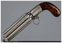 Belgian Mariette Patent Underhammer Pepperbox Revolver
