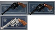 Three Smith & Wesson .22 LR Double Action Revolvers with Boxes