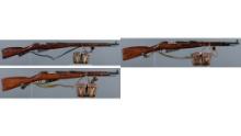 Three Soviet Mosin Nagant Pattern Bolt Action Rifles