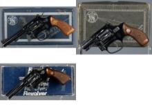 Three Smith & Wesson Double Action Rimfire Revolvers with Boxes