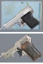 Two Engraved Italian Semi-Automatic Pocket Pistols