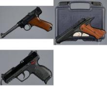 Three Semi-Automatic Rimfire Pistols with Cases