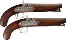 Pair of Forsyth Sliding Primer 17 Bore Officer's Pistols