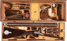Cased Engraved John Dickson & Son Percussion Double Carbine