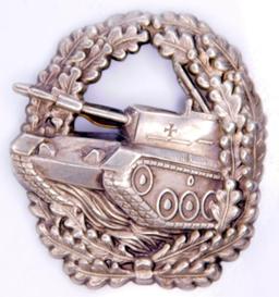 West German WWII Style Army Silver Tank Assault Badge