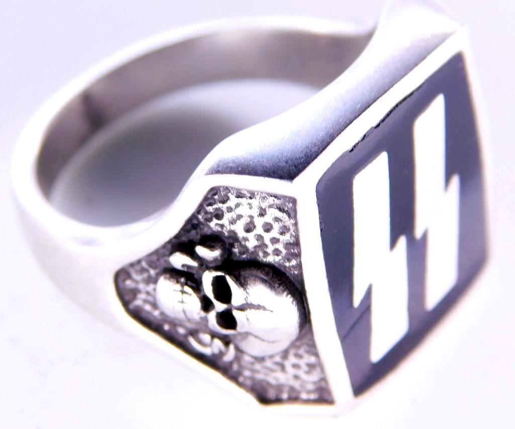 German WWII Waffen SS Officers Runic and Skull Ring
