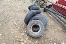 TRAILER HOUSE TIRES AND RIMS 5 COUNT W/ AXELS