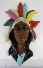 Large Heavy Cast Aluminum Indian Chief Carnival / Merry Go Round Mascot 14 x 22"