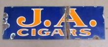 Antique J.A. Cigars Porcelain Sign Tobacco/ General Store 12 x 36"