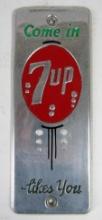 Scarce Antique 7-Up Soda Aluminum Door Push Sign 3.5" x 9"