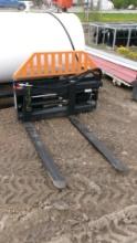 NEW 48" HYDRAULIC SKID MOUNT PALLET  FORK ATTACHMENT, flat face couplers, sales tax