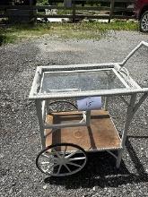 Oak Tea Cart, Glass Bottom Tray 14"x20"