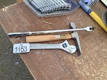 Gray Breaker Bar, Adjustable Wrench & Hammer