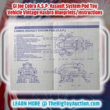 GI Joe Cobra A.S.P. Assault System Pod Toy Vehicle Vintage Hasbro Blueprints/Instructions