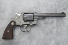 Colt Official Police DA Revolver, .38 caliber, SN 645837, blue finish with 6" heavily marked barrel,