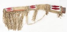 Beaded and fringed Elk Hide Rifle Scabbard, some fringe measures 16" long. Overall very good conditi