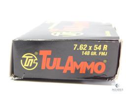 20 Rounds TulAmmo 7.62x54R 148 Grain FMJ Steel Case