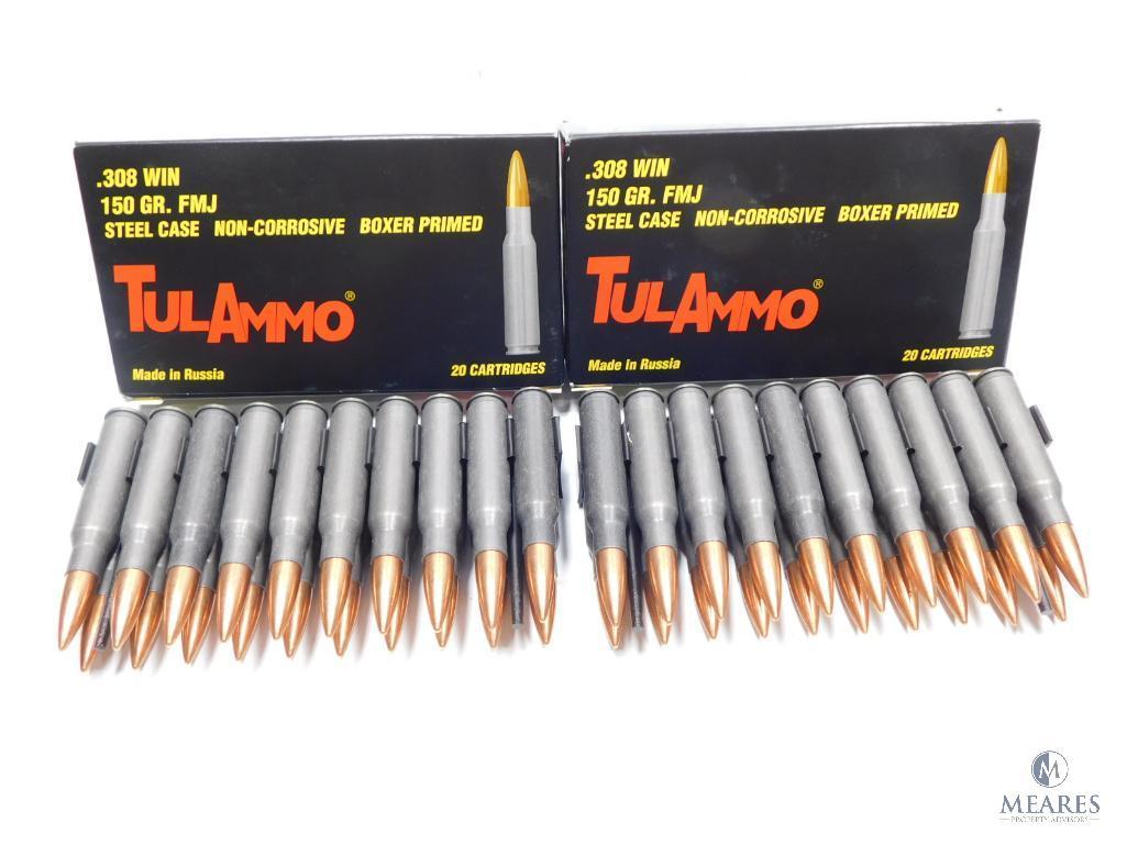 40 Rounds TulAmmo .308 WIN 150 Grain FMJ Steel Case
