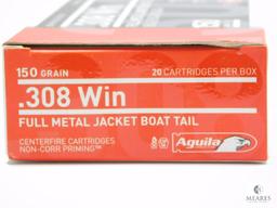 20 Rounds Aguila .308 Win 150 Grain FMJBT
