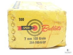 100 Projectiles of Speer Bullets 7mm (.284") 160 Grain Spitzer Soft Point